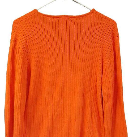 Evan-Picone Woman's Sweater Size XL. Orange in color. Long Sleeve V-Neck, Cotton - Picture 2 of 7